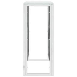 Berkfield Home Decorative Console Table 70x30x70 cm Stainless Steel & Glass in Silver - Size: 70 x 30 x 70 cm - thumbnail 4