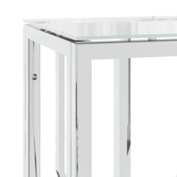 Berkfield Home Decorative Console Table 70x30x70 cm Stainless Steel & Glass in Silver - Size: 70 x 30 x 70 cm - thumbnail 5
