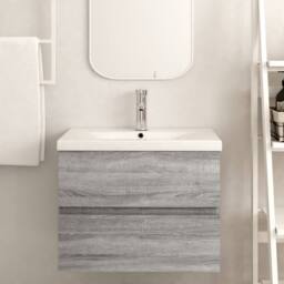 Berkfield Home Sink Cabinet Grey Sonoma 60x38.5x45 cm Engineered Wood - thumbnail 6