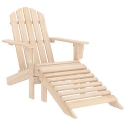 Berkfield Home Garden Adirondack Chair with Ottoman Solid Fir Wood in Brown - thumbnail 1