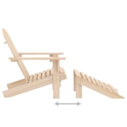 Berkfield Home Garden Adirondack Chair with Ottoman Solid Fir Wood in Brown - thumbnail 5