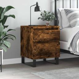 Berkfield Home Bedside Cabinet Smoked Oak 40x35x50 cm Engineered Wood in Brown - Size: 40 x 35 x 50 cm - thumbnail 2
