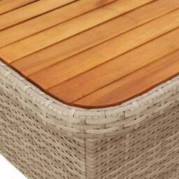 Berkfield Home Garden Table Beige 110x110x71 cm Poly Rattan & Acacia Wood - Size: 110 x 110 x 71 cm - thumbnail 9
