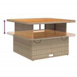 Berkfield Home Garden Table Beige 110x110x71 cm Poly Rattan & Acacia Wood - Size: 110 x 110 x 71 cm - thumbnail 4