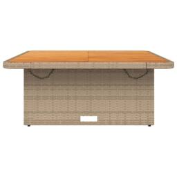 Berkfield Home Garden Table Beige 110x110x71 cm Poly Rattan & Acacia Wood - Size: 110 x 110 x 71 cm - thumbnail 5