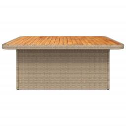 Berkfield Home Garden Table Beige 110x110x71 cm Poly Rattan & Acacia Wood - Size: 110 x 110 x 71 cm - thumbnail 6