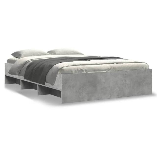 Berkfield Home Bed Frame without Mattress Concrete Grey 120x190cm Engineered Wood - Size: 120x190 cm - image 1