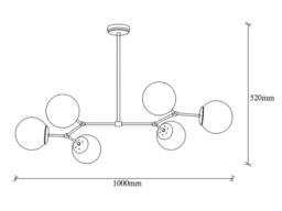 Vente-unique Metal Chandelier - 6 Globes - L100 X H52 Cm - Black & White - DAMAR - thumbnail 6