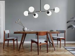 Vente-unique Metal Chandelier - 6 Globes - L100 X H52 Cm - Black & White - DAMAR - thumbnail 1