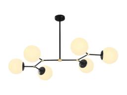 Vente-unique Metal Chandelier - 6 Globes - L100 X H52 Cm - Black & White - DAMAR - thumbnail 5