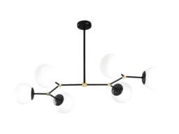 Vente-unique Metal Chandelier - 6 Globes - L100 X H52 Cm - Black & White - DAMAR - thumbnail 2