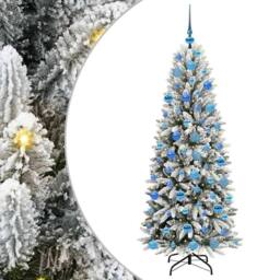 Berkfield Home Green Artificial Christmas Tree with 300 LEDs White 73 x 73 x 180 cm - thumbnail 3