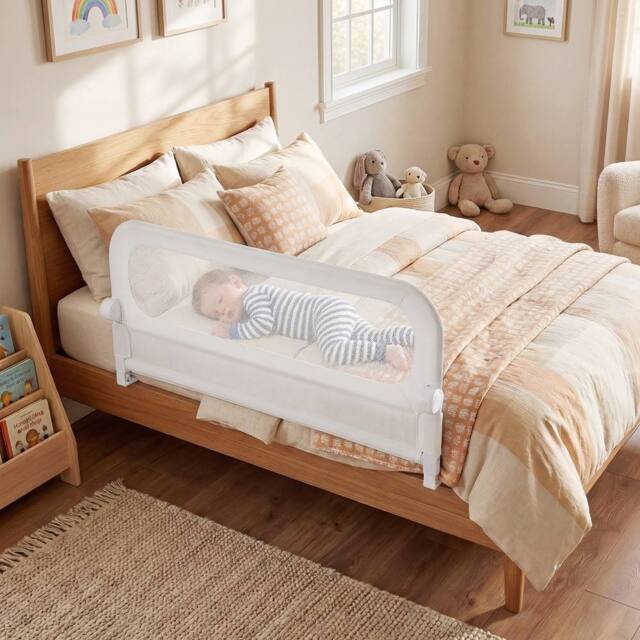 CASART Foldable Toddler Bed Rail 120 cm Long Adjustable Baby Bed Rail Guard in White - image 1
