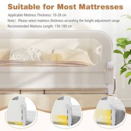 CASART Foldable Toddler Bed Rail 120 cm Long Adjustable Baby Bed Rail Guard in White - thumbnail 9