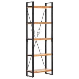 Berkfield Home Beautiful 5-Tier Bookcase 60x30x180 cm Solid Acacia Wood in Brown - Size: 60 x 30 x 180 cm - thumbnail 9