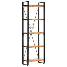 Berkfield Home Beautiful 5-Tier Bookcase 60x30x180 cm Solid Acacia Wood in Brown - Size: 60 x 30 x 180 cm - thumbnail 2