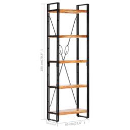 Berkfield Home Beautiful 5-Tier Bookcase 60x30x180 cm Solid Acacia Wood in Brown - Size: 60 x 30 x 180 cm - thumbnail 6