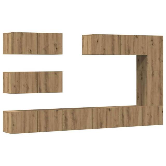 Berkfield Home 7 Piece TV Cabinet Set Wall-mounted Artisan Oak Engineered Wood in Brown - image 1