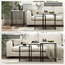 HOMCOM Nesting Coffee Tables Set of 3 Stacking Sofa Side Tables White - Size: 4 Person - thumbnail 4