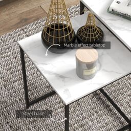 HOMCOM Nesting Coffee Tables Set of 3 Stacking Sofa Side Tables White - Size: 4 Person - thumbnail 5