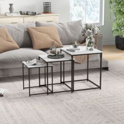 HOMCOM Nesting Coffee Tables Set of 3 Stacking Sofa Side Tables White - Size: 4 Person