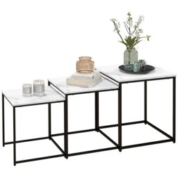 HOMCOM Nesting Coffee Tables Set of 3 Stacking Sofa Side Tables White - Size: 4 Person - thumbnail 2