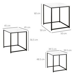 HOMCOM Nesting Coffee Tables Set of 3 Stacking Sofa Side Tables White - Size: 4 Person - thumbnail 3
