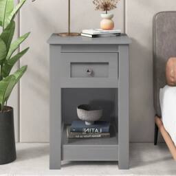 Kelvenix Small Side End Table Slim Wooden grey 1Piece - Size: 0.6m2 - thumbnail 5
