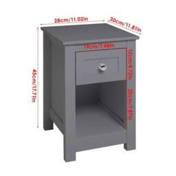 Kelvenix Small Side End Table Slim Wooden grey 1Piece - Size: 0.6m2 - thumbnail 2