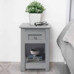 Kelvenix Small Side End Table Slim Wooden grey 1Piece - Size: 0.6m2 - thumbnail 4