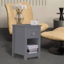 Kelvenix Small Side End Table Slim Wooden grey 1Piece - Size: 0.6m2 - thumbnail 3