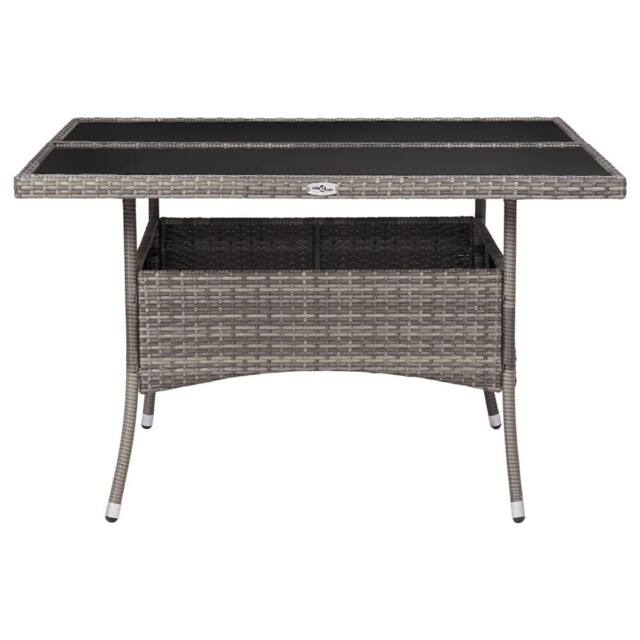 Berkfield Home Outdoor Dining Table Grey Poly Rattan & Glass - image 1