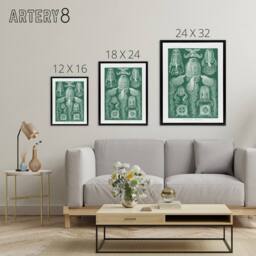 "Artery8 Cubomedusae Jellyfish Species Haeckel Botanical Framed Canvas Wall Art in Green - Size: W12"" x H16""" - thumbnail 4