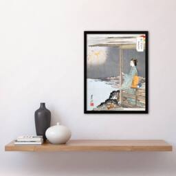 Artery8 Ogata Gekko Framed Wall Art Print Woman Watching Fireworks in Orange - Size: A4 - thumbnail 2