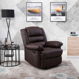 LUXURY LIFE Loxley Leather Recliner Armchair in Brown - thumbnail 1