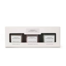 French Connection Square Glass Candle Trio Gift Set Vanilla, Raspberry Tea & Vetiver Oud - thumbnail 4