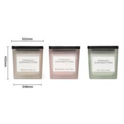 French Connection Square Glass Candle Trio Gift Set Vanilla, Raspberry Tea & Vetiver Oud - thumbnail 2