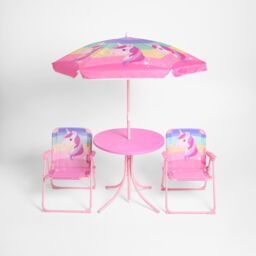 OHS Unicorn Bistro Set Table Chair Seat Garden Patio Outdoor Parasol Play Folding in Pink - thumbnail 7