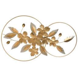 Wyld and Coco Grey-Gold Handmade Iron Wall Sculpture - Floral Leaf Design in Gold - Size: 99 cm x 66 cm - thumbnail 3