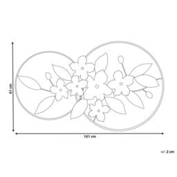 Wyld and Coco Grey-Gold Handmade Iron Wall Sculpture - Floral Leaf Design in Gold - Size: 99 cm x 66 cm - thumbnail 4