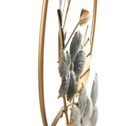Wyld and Coco Grey-Gold Handmade Iron Wall Sculpture - Floral Leaf Design in Gold - Size: 99 cm x 66 cm - thumbnail 5