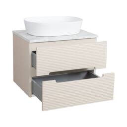 Bathroom Kingdom Monza Oatmeal & Grey Fluted Wall Hung Vanity Basin 600mm - thumbnail 2
