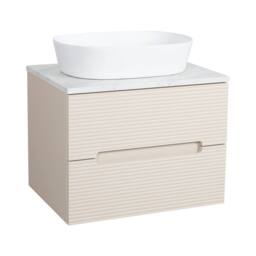 Bathroom Kingdom Monza Oatmeal & Grey Fluted Wall Hung Vanity Basin 600mm