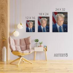 "Artery8 United States 47th President Donald Trump Canvas Wall Art Print in Blue - Size: W18"" x H24""" - thumbnail 4