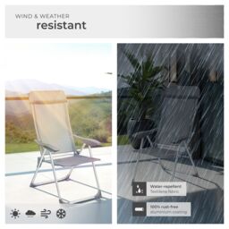 tectake 4 Folding Aluminum Garden Chairs with Headrests in Grey - Size: 4 Person - thumbnail 7