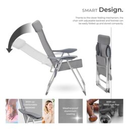 tectake 4 Folding Aluminum Garden Chairs with Headrests in Grey - Size: 4 Person - thumbnail 3