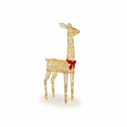 Pegdev 108cm Gold Rattan LED Christmas Deer 350 Warm White Lights Outdoor