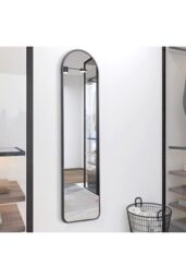 Living and Home 40x150cm Black Arched Metal Full Length Mirror with Floor Stand & Wall Mount - Size: 40x150 cm - thumbnail 3
