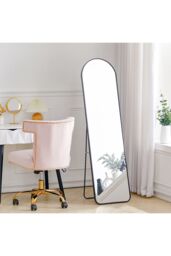 Living and Home 40x150cm Black Arched Metal Full Length Mirror with Floor Stand & Wall Mount - Size: 40x150 cm - thumbnail 2