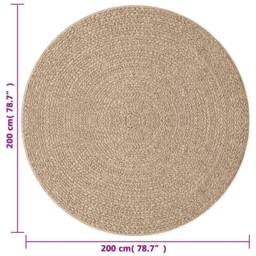 Berkfield Home Rug ZIZUR √ò 200 cm Jute Look Indoor & Outdoor in Brown - Size: Medium - thumbnail 7